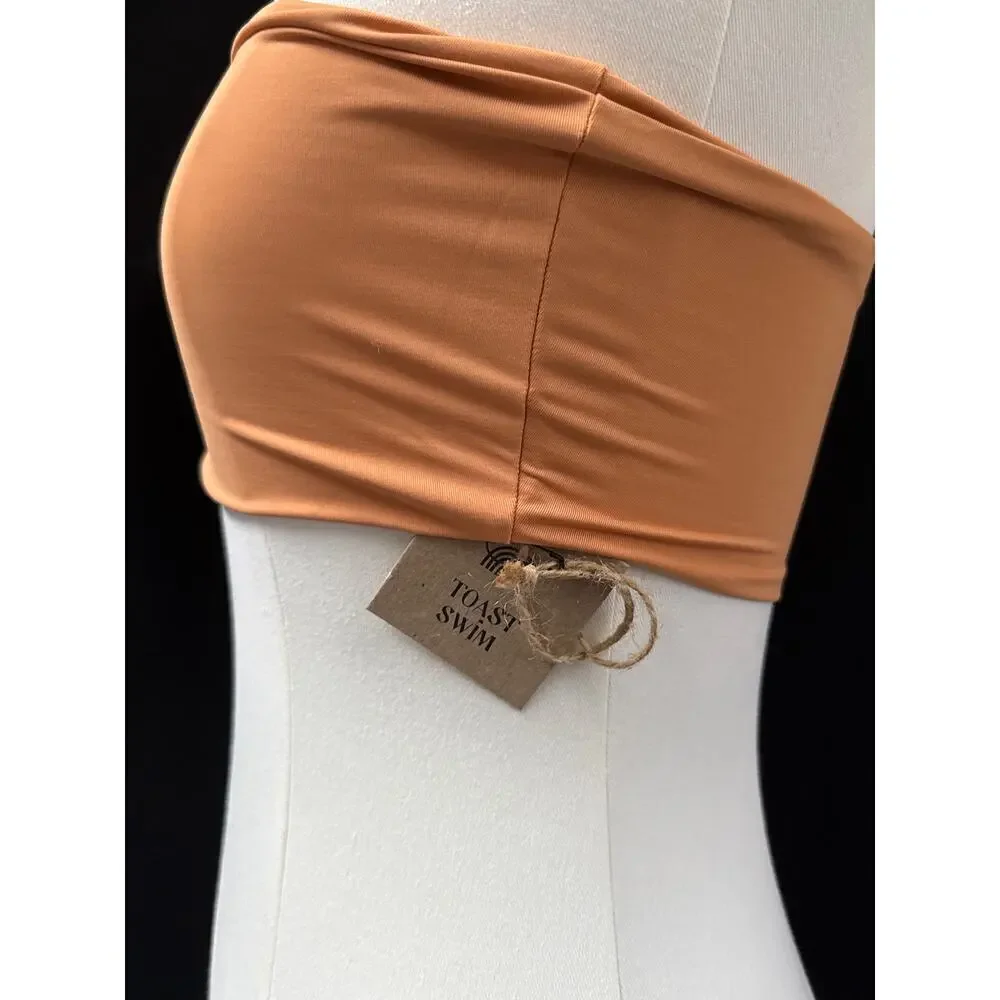 FP Toast Swim One Shoulder Crop Swim Top Sandstone Sz SM
